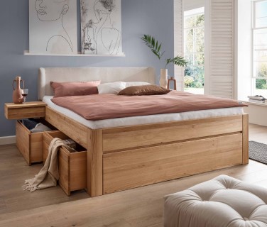 kernbuchefarbendes Bett mit Schubladen